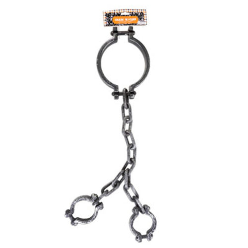 CHAIN W/NECK & HAND CUFF PLASTIC SILVER