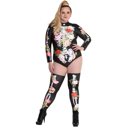 Skeleton Floral Romance Bodysuit | Adult