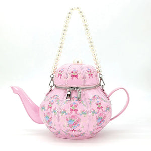 Pink Teapot Crossbody Bag in Vinyl