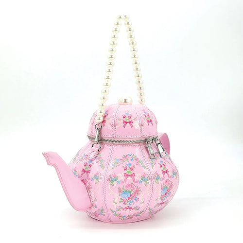 Pink Teapot Crossbody Bag in Vinyl