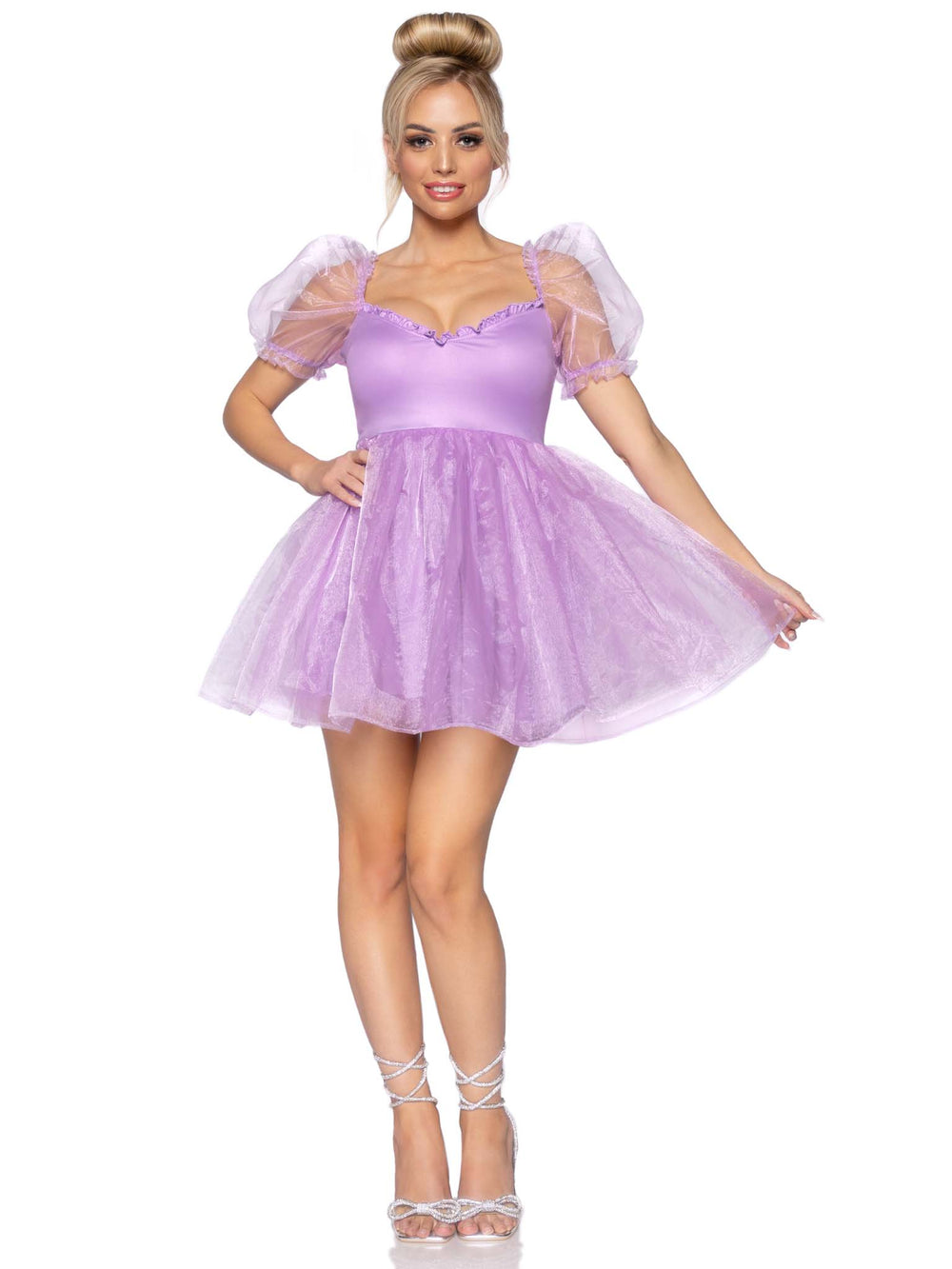 Frosted Organza Babydoll Dress | Purple