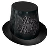 Black top hat with 'Happy New Year' text on a white background