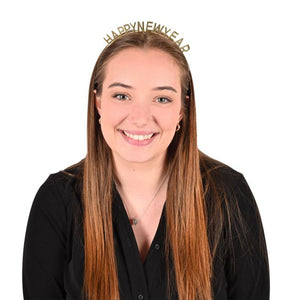 Gold Happy New Year Headbands 2pc