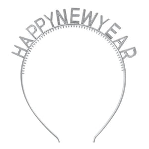 Silver Happy New Year Headbands 2pc