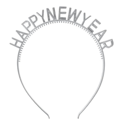 Silver Happy New Year Headbands 2pc