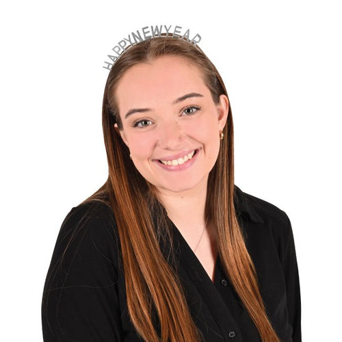 Silver Happy New Year Headbands 2pc