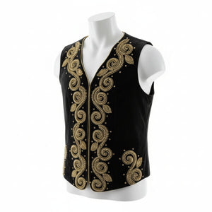 Velvet Sequin Vest | Black/Gold
