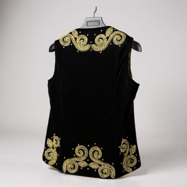 Velvet Sequin Vest | Black/Gold