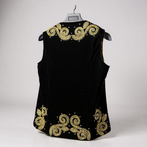 Velvet Sequin Vest | Black/Gold
