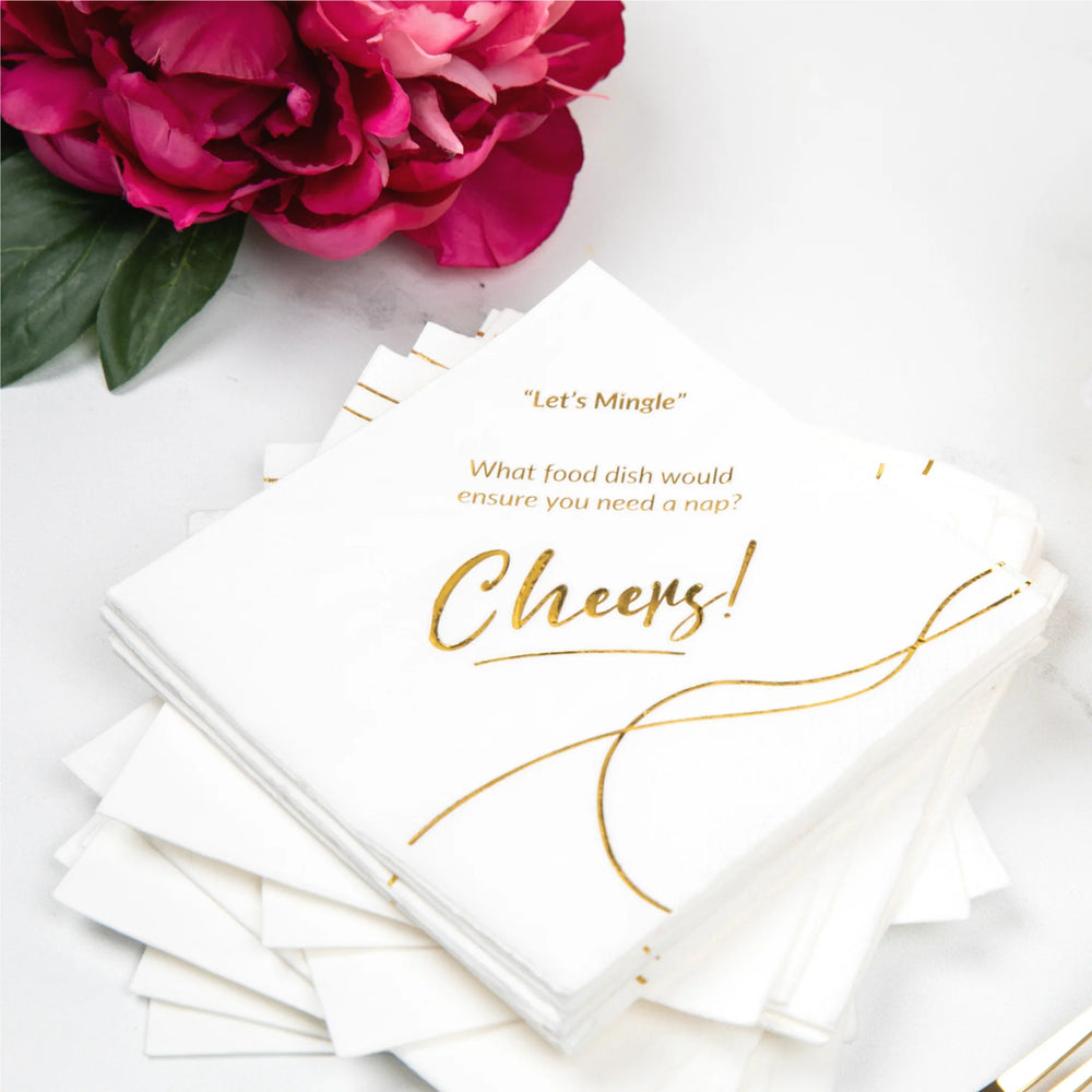 CONVOKINS® - Wedding Edition Conversation Starter Cocktail Napkins | Silver (Clearance)