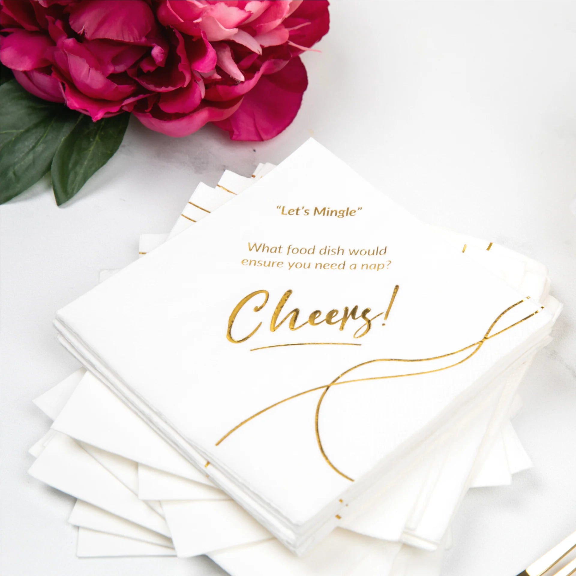 CONVOKINS® - Wedding Edition Conversation Starter Cocktail Napkins | Silver (Clearance)