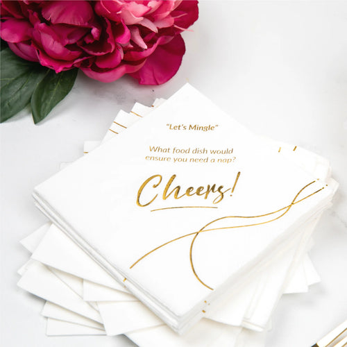 CONVOKINS® - Wedding Edition Conversation Starter Cocktail Napkins | Silver (Clearance)