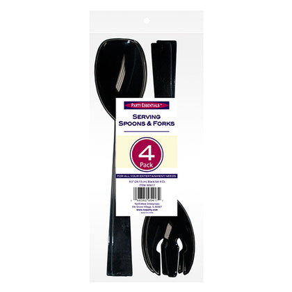 9.5″ SERVING UTENSILS – BLACK 2 FORKS & 2 SPOONS