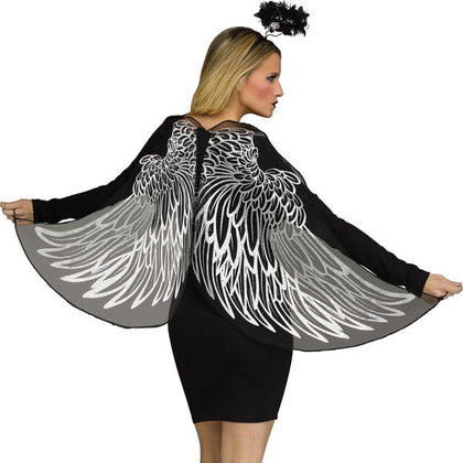black and white angel wings