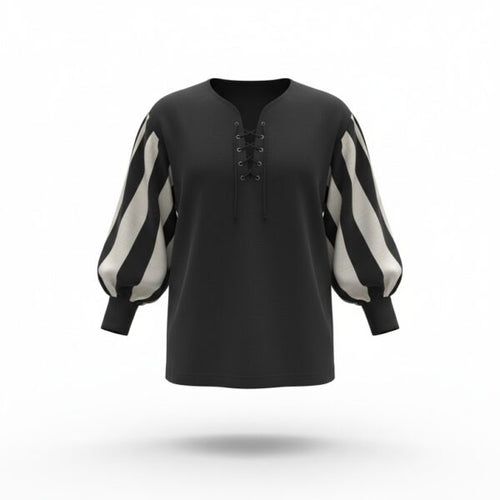 Pirate 2-tone sleeve Shirt | Black & White