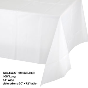 White Rectangular Plastic Table Cover | Solids