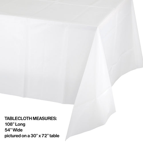 White Rectangular Plastic Table Cover | Solids