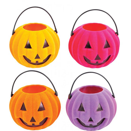 Flocked Mini Treat Pumpkin - 4 Pack