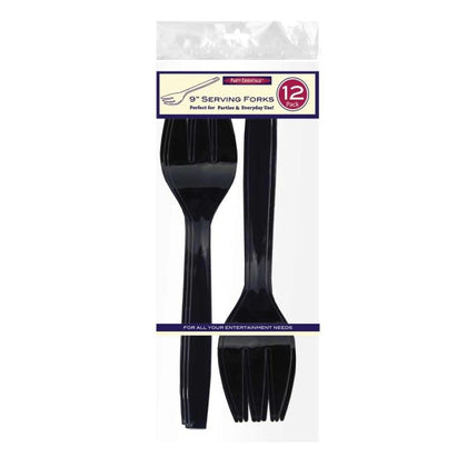 9″ BLACK SERVING FORKS – 12 CT.