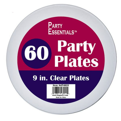 9in Party Plates Clear 60 Ct.