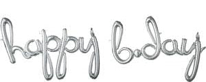 HAPPY BDAY BIRTHDAY SILVER SCRIPT PHRASE
