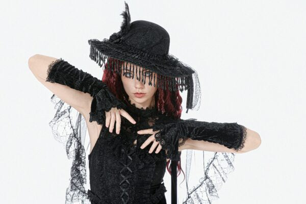 Vintage Lace Feather Hat