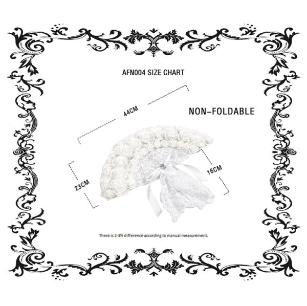 Elegant White Gothic Rose Lace Fan
