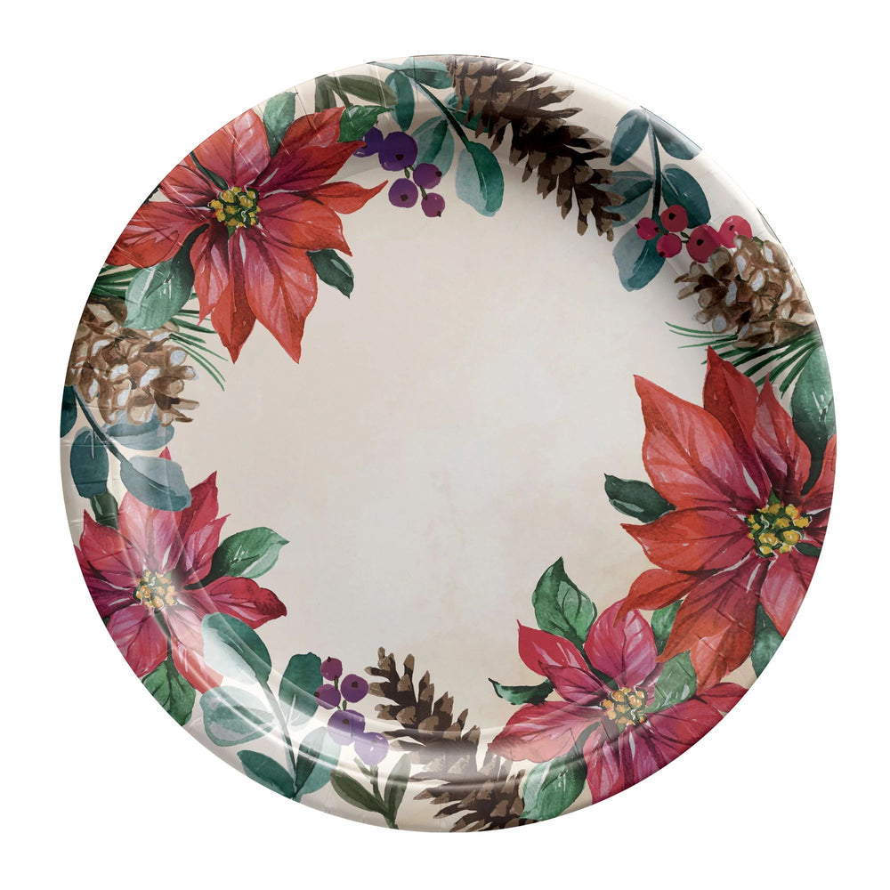 Traditional Pointsettia 9" Plates 8ct