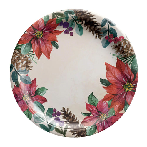 Traditional Pointsettia 9" Plates 8ct