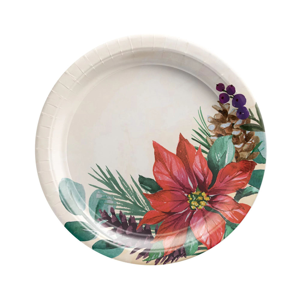 Traditional Poinsettia 7" Plates 8ct