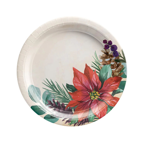 Traditional Poinsettia 7" Plates 8ct