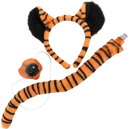 Cat toy set with tiger-striped design on a white background