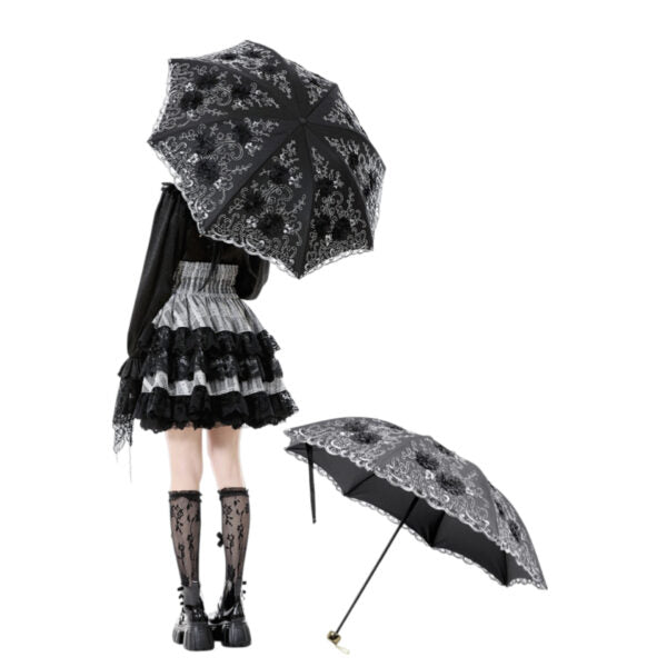Dark Love Embroidered Gothic Lace Umbrella