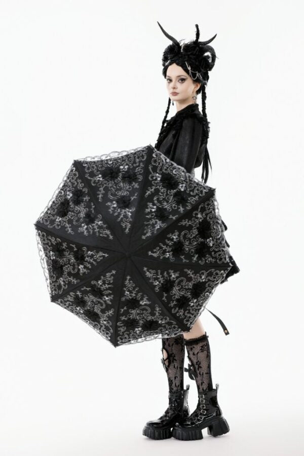 Dark Love Embroidered Gothic Lace Umbrella