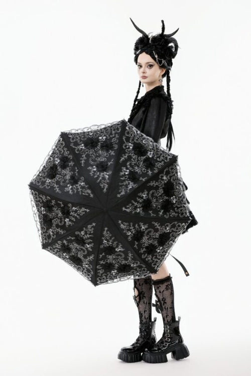 Dark Love Embroidered Gothic Lace Umbrella
