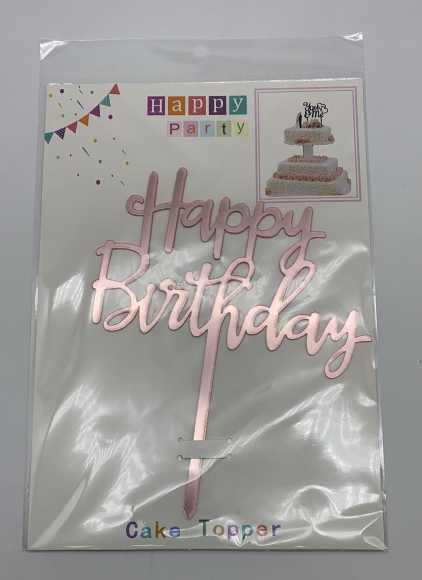 Acrylic Cake Topper Happy Birthday | Rose Gold