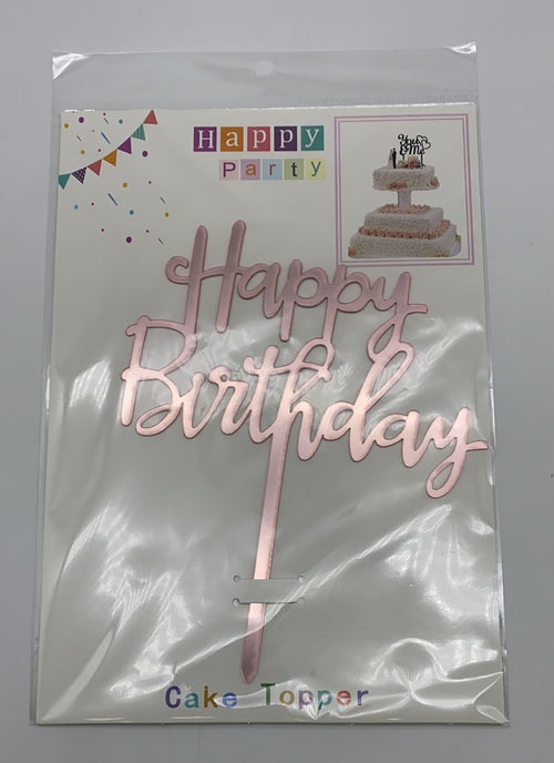 Acrylic Cake Topper Happy Birthday | Rose Gold