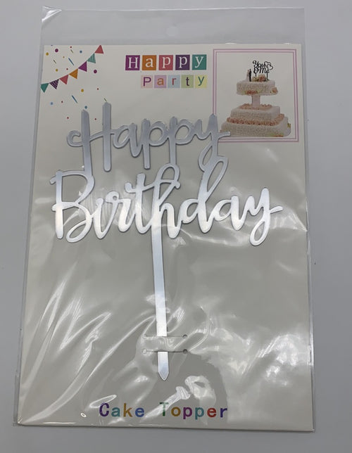 Acrylic Cake Topper Happy Birthday | Silver