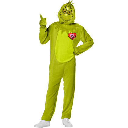Green costume with a heart on a white background