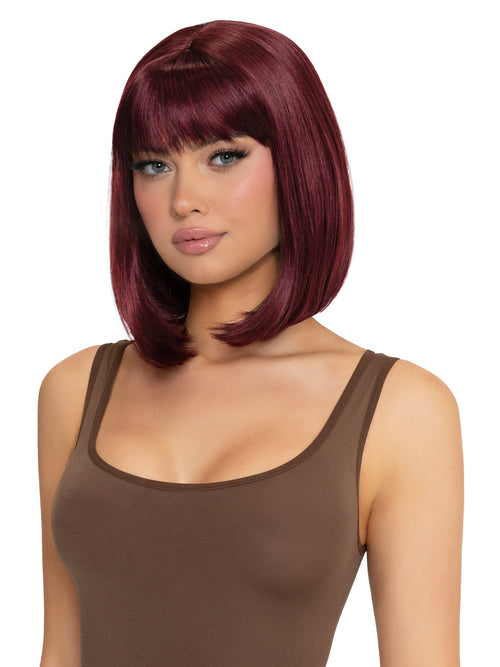 Angled Bob Wig Burgundy