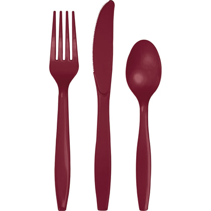 Assorted Plastic Cutlery 24ct | Burgundy