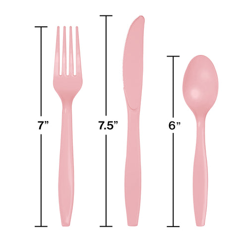 Assorted Plastic Cutlery 24ct | Classic Pink
