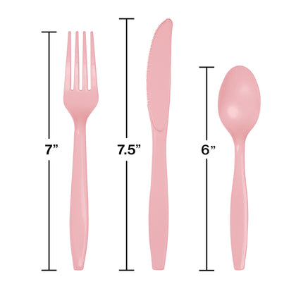 Assorted Plastic Cutlery 24ct | Classic Pink