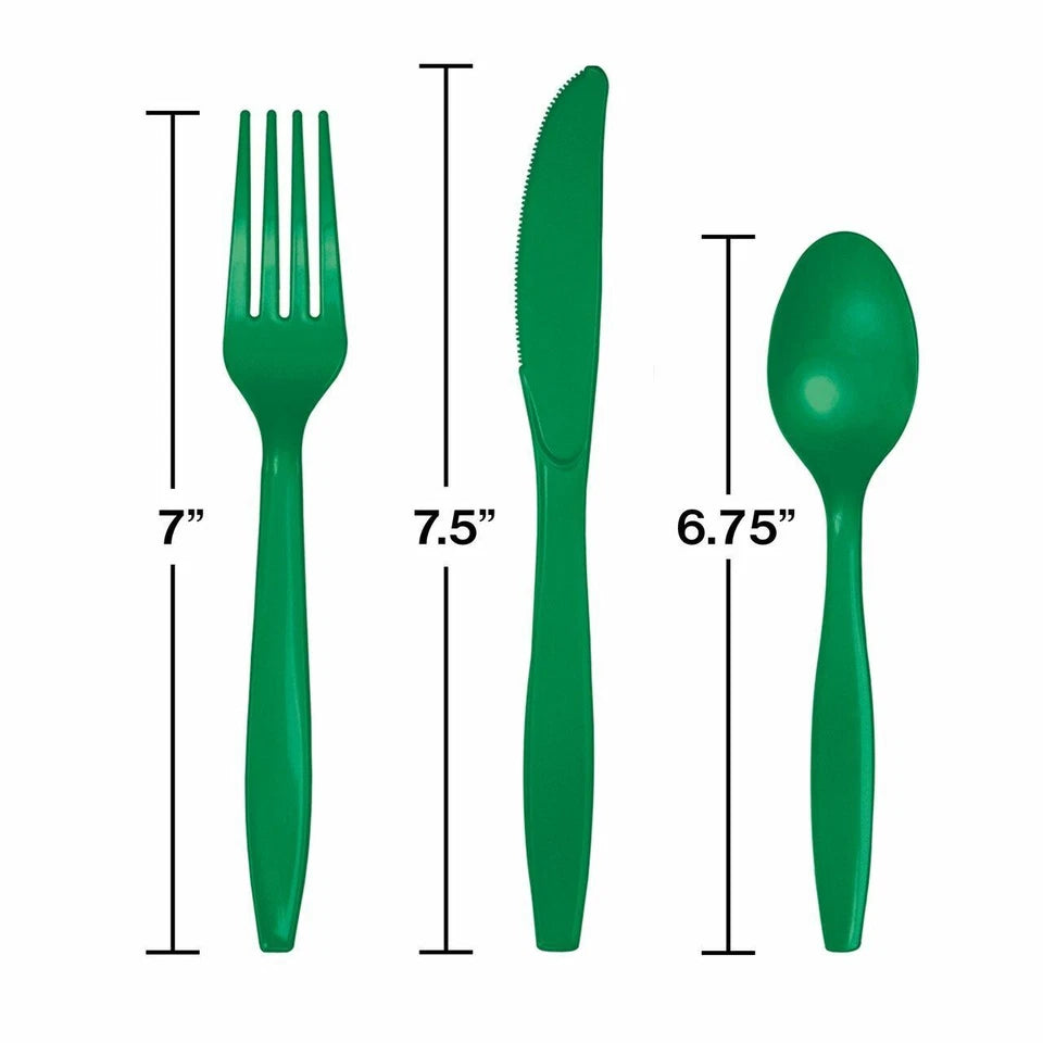 Assorted Plastic Cutlery 24ct | Emerald Green