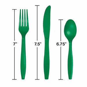 Assorted Plastic Cutlery 24ct | Emerald Green