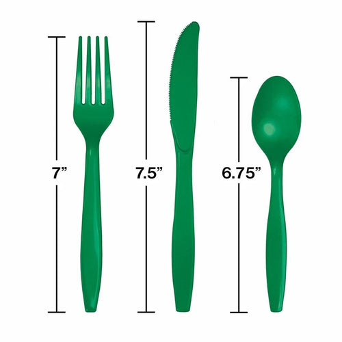 Assorted Plastic Cutlery 24ct | Emerald Green