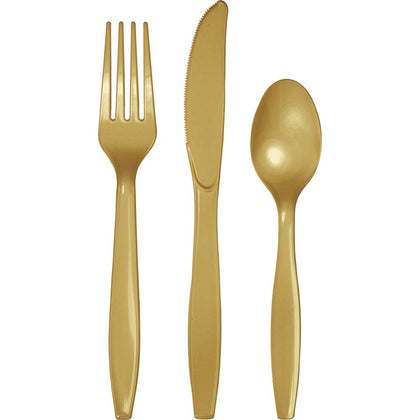 Assorted Plastic Cutlery 24ct | Glittering Gold