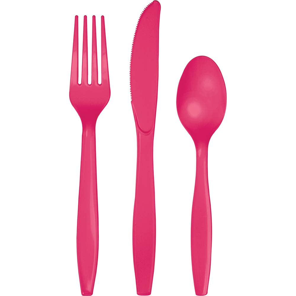 Assorted Plastic Cutlery 24ct | Hot Magenta