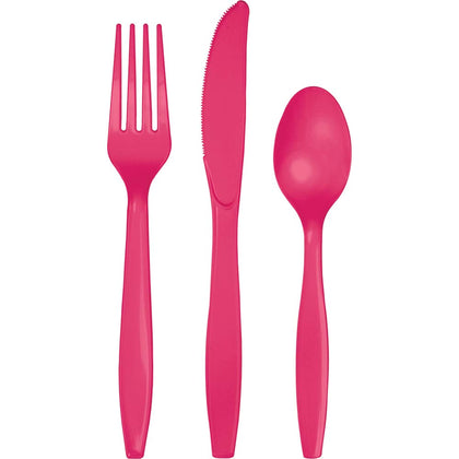 Assorted Plastic Cutlery 24ct | Hot Magenta
