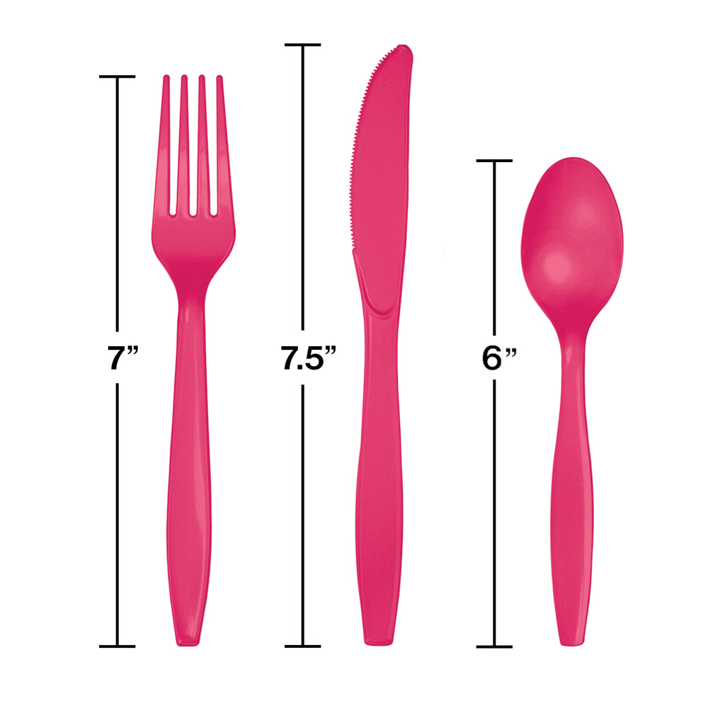 Assorted Plastic Cutlery 24ct | Hot Magenta